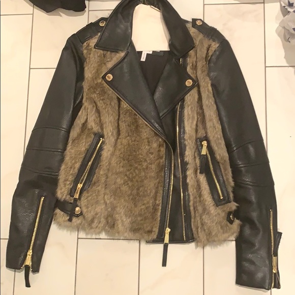 BCBGeneration Jackets & Blazers - BCBGeneration leather/faux fur bomber jacket.